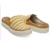 Toms Women’s Shoes Sunrise Sunflower Riviera Mule Flat Yellow Striped Size 9.5