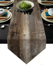 Brown Grey Table RunnerAbstract Modern Art Burlap 13x 71 Brown and Grey