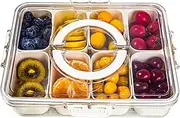 Cosnou Divided Serving Tray with Handle, 8 Compartments Snack Box for Candy, Nuts, Cookies, Fruit, Snacks, Party Favor, Wedding, Home Decor