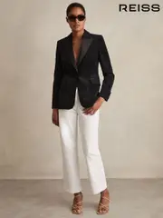 Reiss Black Oe Adaline Velvet Single-Breasted Blazer (AB1796) | $360