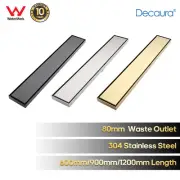 Decaura Tile Insert Shower Grate Drain Waste 60/90/120cm Brushed/Gold/Black