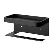 Roll Holder Self Adhesive Toilet Paper Holders with Shelf Black Wall Mounted Tissue Holder with Pho