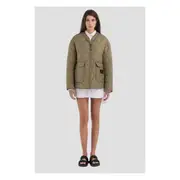 Replay Womens Casual Pocket Puffer Jacket Quilted Green