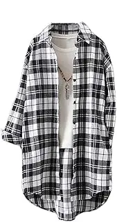 [Generic] Women's Buttoned Shirt Elegant Woman Top Plaid Vintage Linen Long Sleeve Chinese Shirts