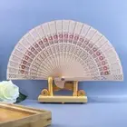 Engraved Bamboo Folding Fan Wooden Hollow Wooden Fan New Hand Held Fan Women