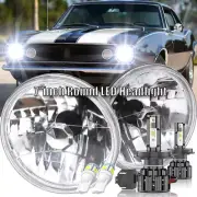 Pair 7 INCH Round LED Headlights HI/LO Beam Lamps For Chevy Camaro 1967-1981