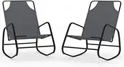 vidaXL Swing Loungers - Set of 2 Grey Rocking Sun Loungers - Powder-Coated Steel and Breathable Textilene Fabric - Comfortable Design for Relaxation
