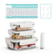 Vacuum Seal Glass Food Storage Containers with Sous Vide Bags, Meal Prep Cont...