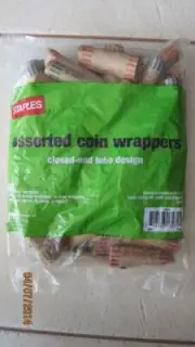 STAPLES 60 Rolls Assorted Coin Wrappers Tubes (3 PACKS) (180 ROLLS TOTAL) NEW