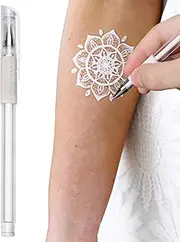 5pcs Skin Marker Pen,tattoo Pens For Skin, Artists Marking Pen, White Marker Pen, Tattoo Stencil Pen, Temporary Tattoo Pen, Washable Scribe Pen, Cosmetic Tattoo Pen For Arms, Skin, Eyebrow