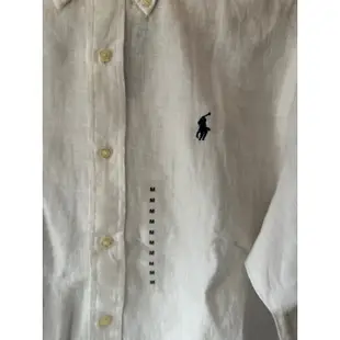 Polo Ralph Lauren Classic Fit Shirt 全白 亞麻 襯衫 S 專櫃正品