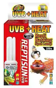 Zoo Med UVB + Heat Combo Pack - Reptisun 5.0 UVB Lamp/Repti Basking Spot Lamp