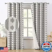 Melodieux Blackout Boho Curtains for Bedroom 84 Inch Length 2 Panels Set Blac