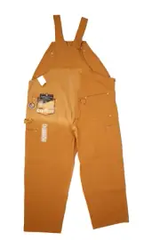 Vintage NOS Carhartt Mens Brown Heavyweight Duck Bib Overall Work Wear 46 x 30