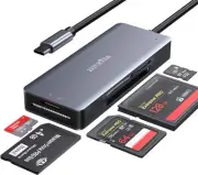 USB C SD Card Reader,5- in-1 Aluminum Thunderbolt 3 Memory TYPE-C, GREY
