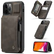 CaseMe Shockproof iPhone 12 Pro Max PU Leather Case Cover Wallet Apple [Coffee]