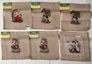 Bucilla Ever-Match Tapestry Needlepoint Canvas Chair Covers Vintage NEW lot of 6