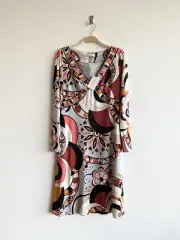 NWT $2900 EMILIO PUCCI ITALY SILK JERSEY LONG SLEEVE DRESS 44 | 12
