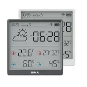 DUKA LCD Wireless Smart Home WIFI Temperature and Humidity Weather Sensor Rechargeable Indoor Clock Hygrometer Mini Digi