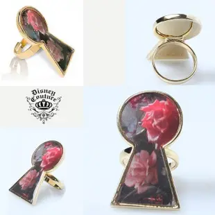 【DISNEY COUTURE 迪士尼】魔鏡夢遊系列 鑰匙孔造型 玫瑰花金色戒指(絕版品 售完不補)