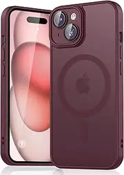 Magnetic Case for iPhone 15 Case, [Compatible with MagSafe] Drop Protection Skin-Friendly Shockproof Protective Translucent Matte Case Cover for iPhone 15