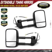 TOP Front Extendable Towing Mirrors for NISSAN PATROL GU Y61 1997-2016 Black