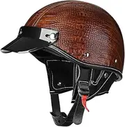 Half Shell Helmet with Removable Washable Liner and Scarf Motorcycle Half Helmet Adult Men Ladies Cruiser Motorcycle DOT/ECE Approved Vintage Motorcycle Half Helmet