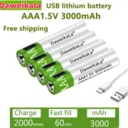 2024NEW USB 1.5V AAA Rechargeable Batteries 3000mAh li-ion battery +Type-C Cable