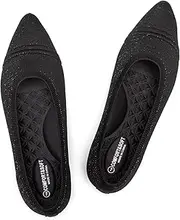 Frank Mully Women's Pointed Toe Flats Knit Ballet Comfortable Dressy Slip On Flat for Business，Casual, Office, Work, Wedding