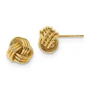 Top Notch Italian Love Knot Rosetta Stud Earrings Push Back Real 14K Yellow Gold