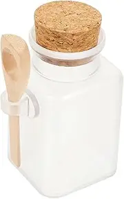 PHENOFICE 6pc Bath Salt Storage Set Sealed Jar with Spoon Epsom Salt Bottle Lid and Spoon