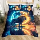 Duvet Cover Twin Size,African Animal Jungle Wildlife Mystical Bedding Set 2 Pcs