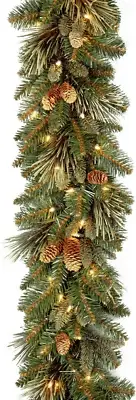 Pre-Lit Artificial Christmas Garland, Green, Carolina Pine, White Lights, Decora