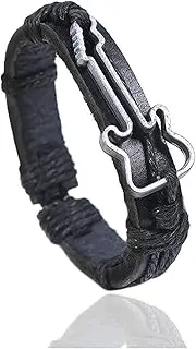 [Xusamss] Punk Alloy Guitar Pattern Leather Drawstring Rope Bracelet