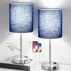 Set of 2 Touch Control Table Lamps with 2 USB & AC Outlet, 3-Way Dimmable Bedsid