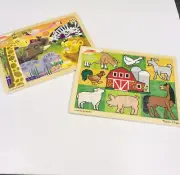 Melissa and & Doug African Plains & Farm Kids Boy Girl Tray Puzzles 2 x 24pcs BN