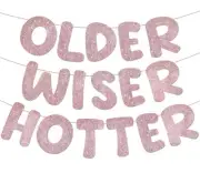 Pre Strung Older Wiser Hotter Glitter Banner Funny Birthday ...NEW