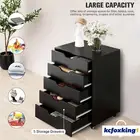 5 Drawer File Cabinet Filing Document Organiser Chest Home Office Storage Black