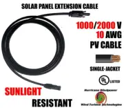 10 AWG Black Solar Panel Extension PV Cable w/ MC4 Compatible Connectors