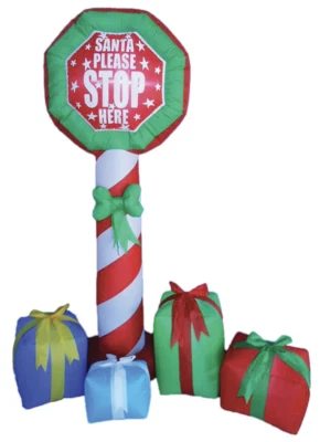 210cm Xmas Father Christmas Charm Santa Claus "Please Stop Here Sign" Decor