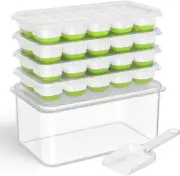 Ice Cube Tray with Lid and Bin, Ice Cube Tray with Lid and Bin, 4 Pack Silico...