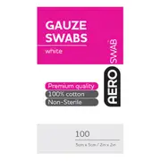 [Aero Healthcare] AeroSwab White Gauze Swab 5cm x 5cm 100 Cotton Swabs