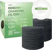 LMJP 7.25 Inch Charcoal Filters for 16 Pack Kitchen Countertop Compost Bins - Extra Thick 0.4" for Longer Lasting Activated Carbon