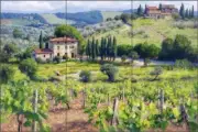 Vineyard Tile Backsplash Ceramic Mural Carey Tuscan Landscape Art GW-JC007
