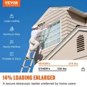 12.5ft Telescoping Aluminum Extension Ladder Multi-Purpose Portable Step Stool