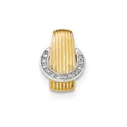 14K Yellow Gold Real Diamond w/ Rhodium Chain Slide Pendant