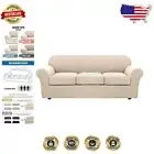 Stylish Checkered 4-Piece Slipcovers for 3-Cushion Sofas - Easy Care Design