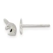 Sterling Silver Rhodium-Plated Polished Unicorn Head Post Earrings