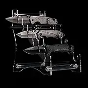 WANLIAN Knife Display Stand Holds 6 knives,Acrylic Tabletop Knife Holder for Show Collectibles (Transparent)