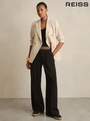 Reiss Black Wilde Wide-Leg Elasticated-Waist Trousers (F40792) | $195